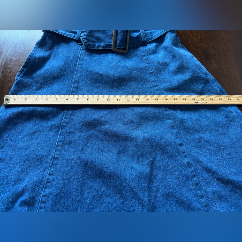 Who What Wear A-Line Blue Denim Skirt Size 10 Removable Belt Pockets Back Zipper - Picture 8 of 9